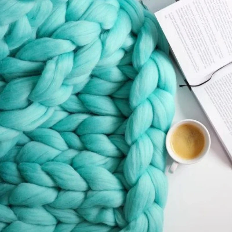 Handgebreide XXL Plaid Grof Gebreid Garen Scandinavisch Design Woonkamer Slaapkamer Decoratief Deken Wol | Sansoti