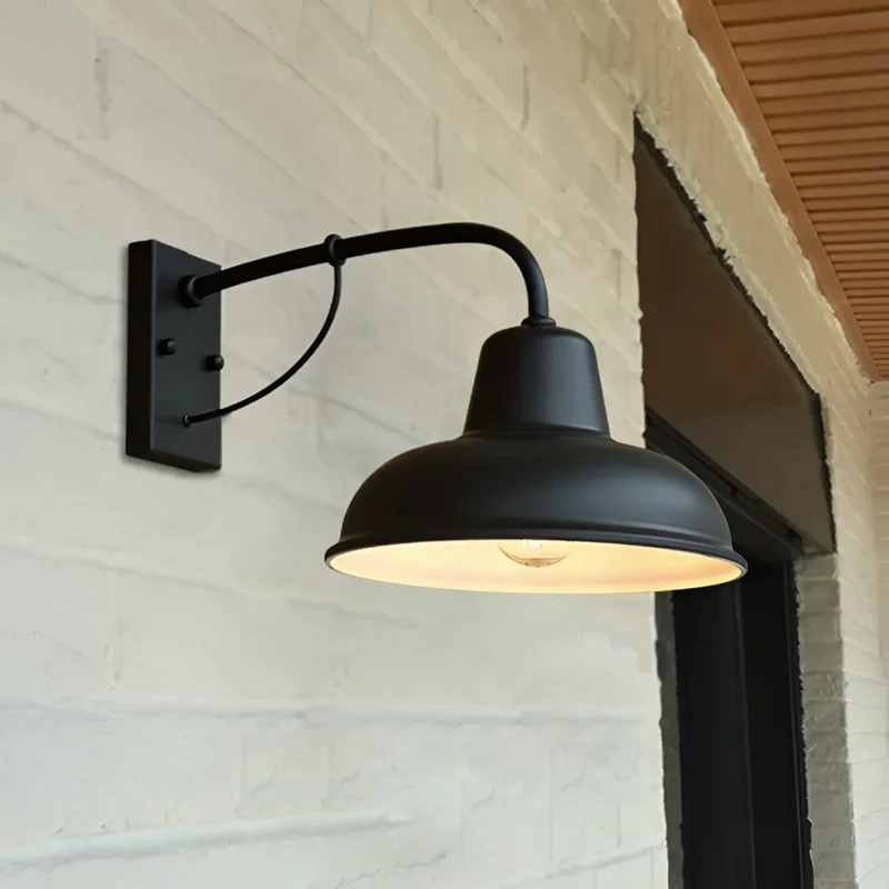 Metalen Wandlamp Buiten Industrieel Vintage Weerbestendig Zwart Zilver E26 Tuin Terras Balkon Verlichting | Sansoti