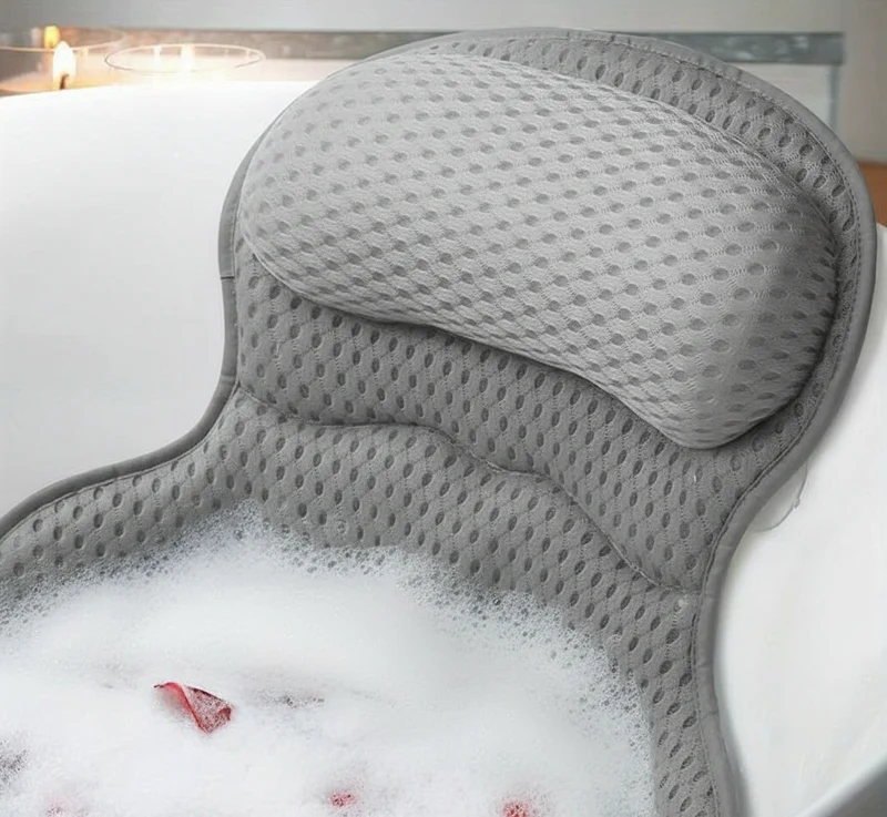 Badkussen Ergonomisch met Neksteun Zuignappen Antislip 4D Mesh Ademend Badkamercomfort Wellness Spa Ontspanning | Sansoti