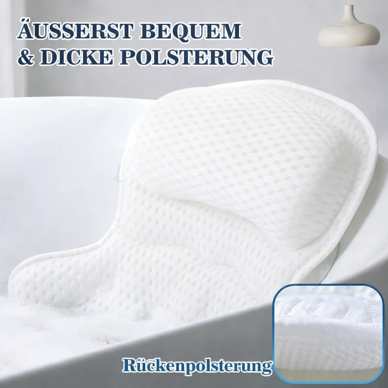 Badkussen Ergonomisch met Neksteun Zuignappen Antislip 4D Mesh Ademend Badkamercomfort Wellness Spa Ontspanning | Sansoti