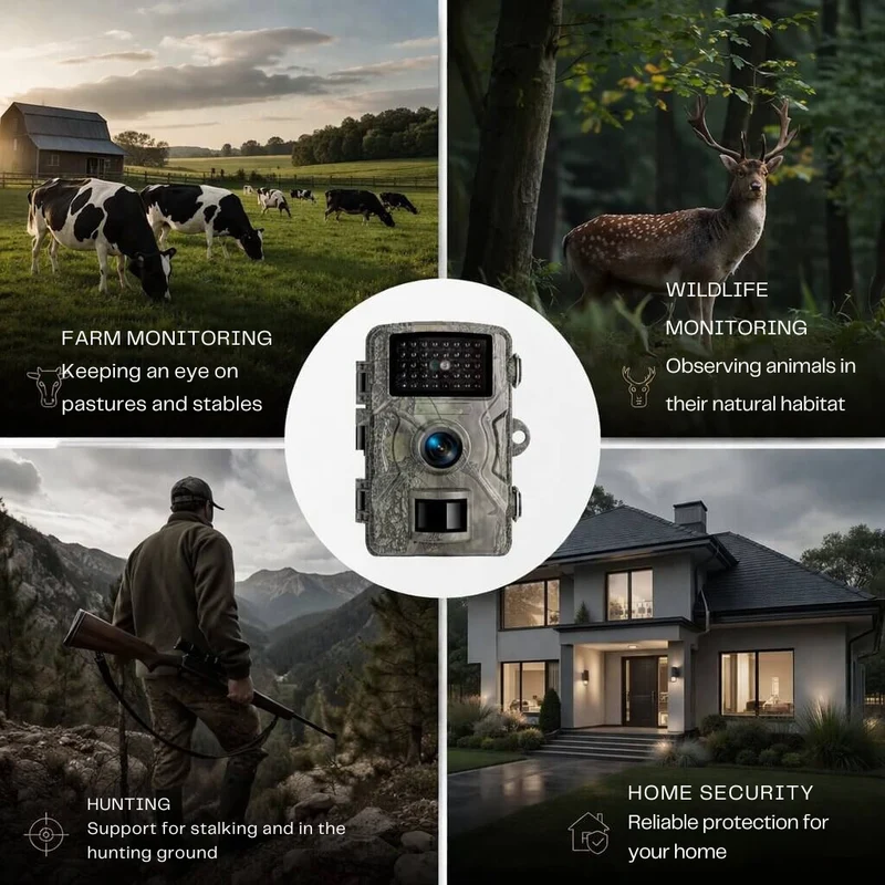 Wildcamera met Bewegingsmelder Nachtzicht IP66 Waterdicht voor Foto en Video Outdoor Dieren Natuur Tuin | Sansoti