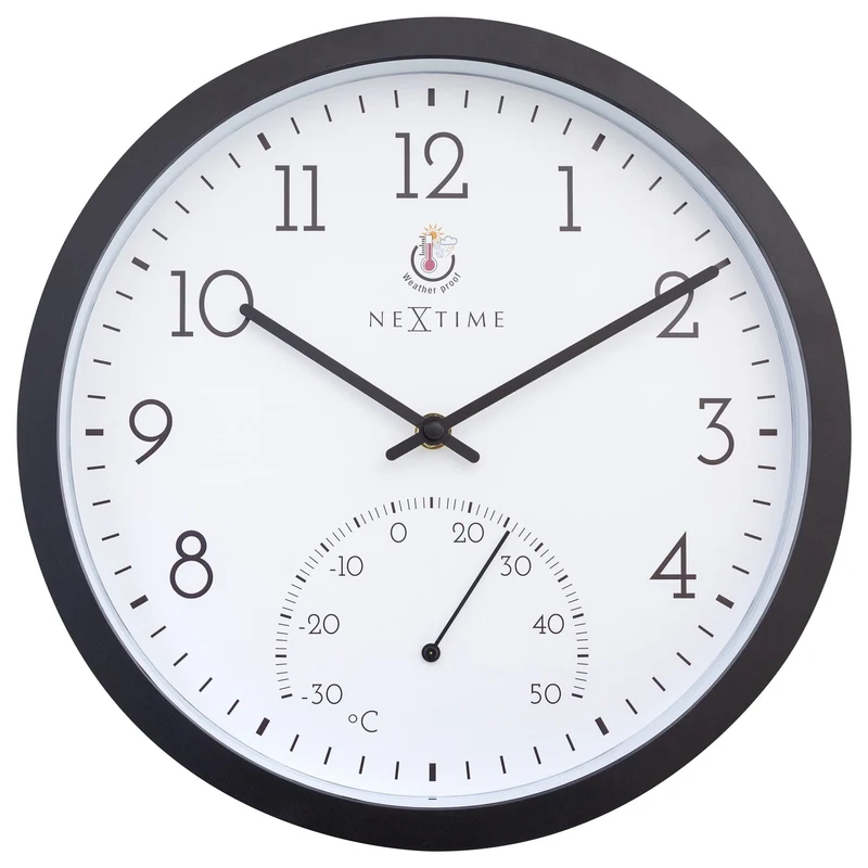 Weatherproof Outdoor clock - with thermometer - 30.5 cm and Marigold