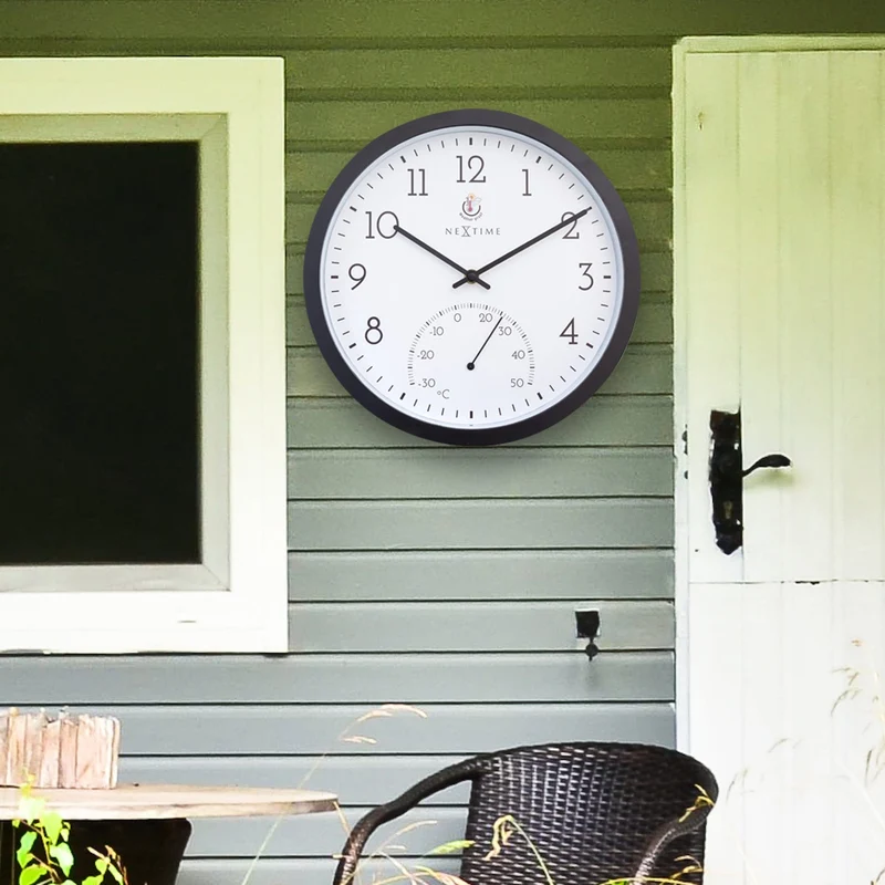 Weatherproof Outdoor clock - with thermometer - 30.5 cm and Marigold
