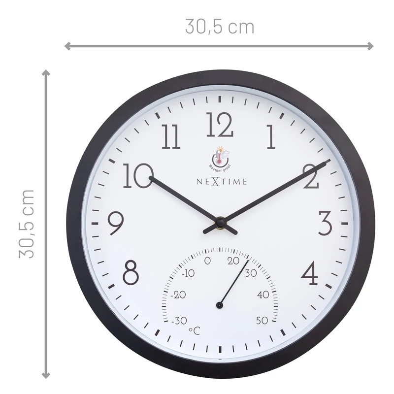 Weatherproof Outdoor clock - with thermometer - 30.5 cm and Marigold