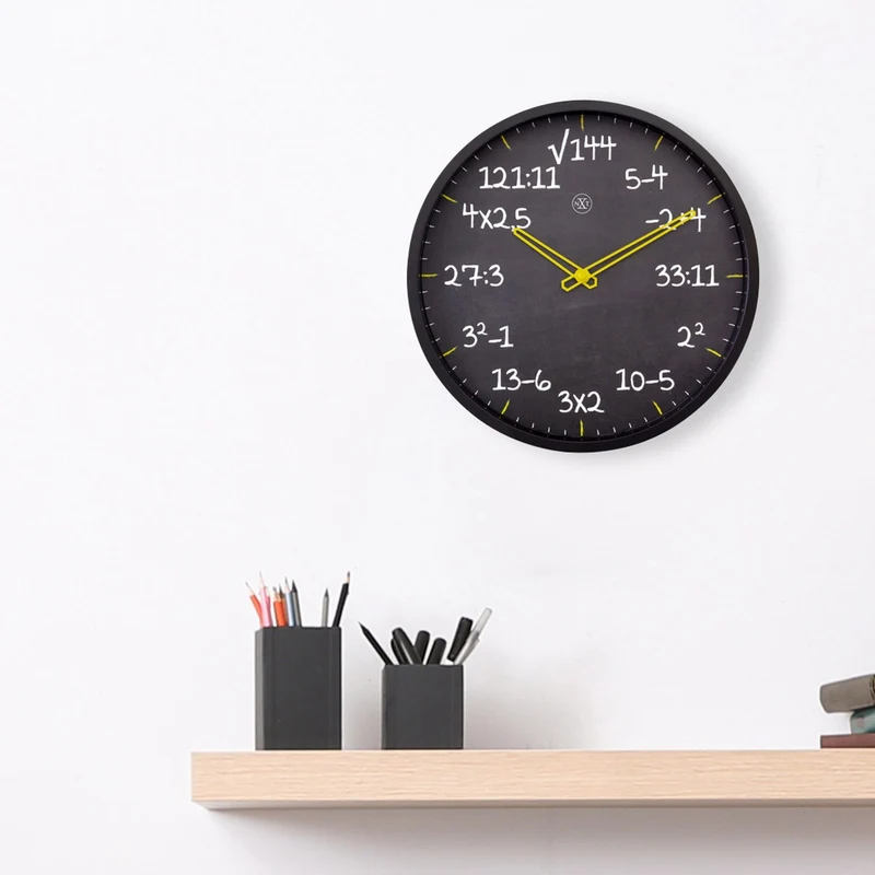 Wall clock 30cm - Silent - Plastic - "Maths"