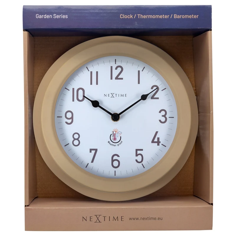 Weatherproof Outdoor Wall Clock - 22cm - Metal - Galvanized Poppy