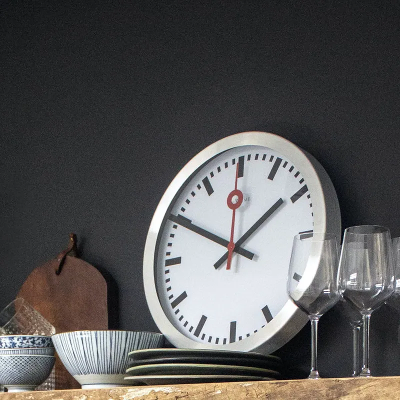Wall clock/Table clock - 19 / 35cm - Aluminum - 'Station Stripe'