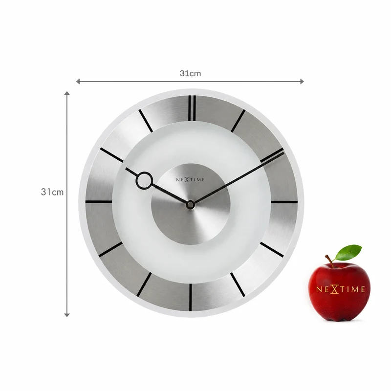 Wall clock - 31 cm - Aluminium - Glass - 'Retro'