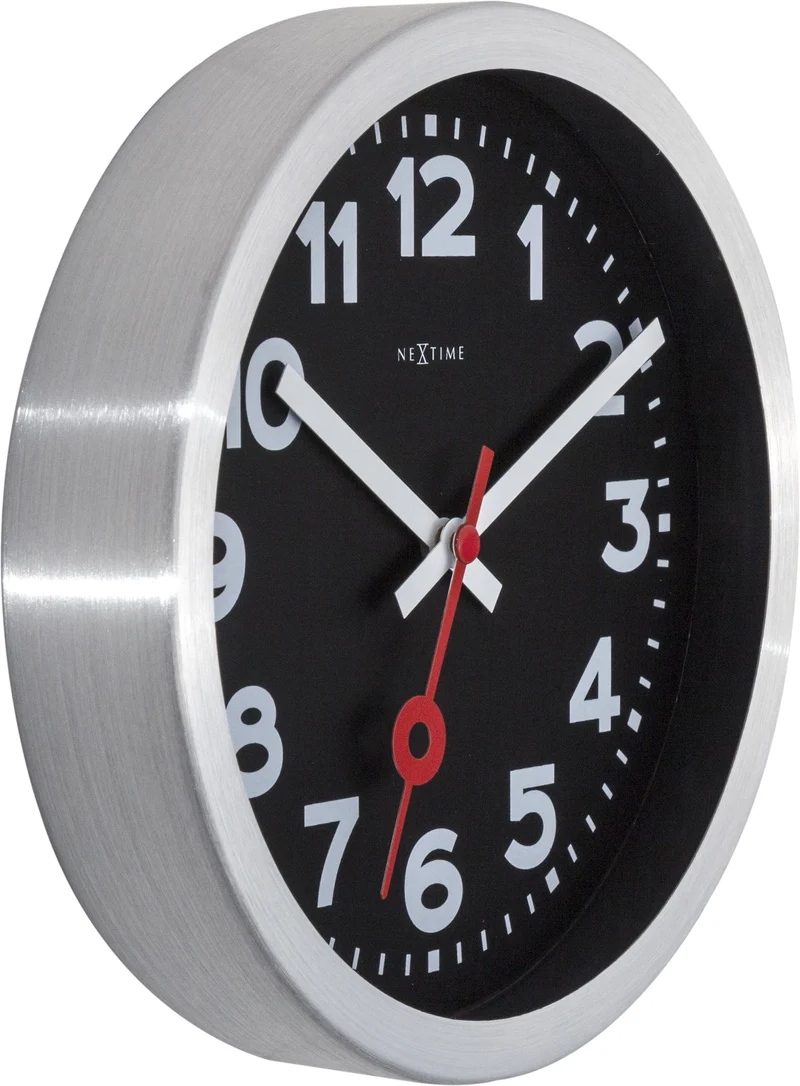 Wall clock/Table clock - 19 / 35cm - Black - Aluminum - 'Station Numbers'
