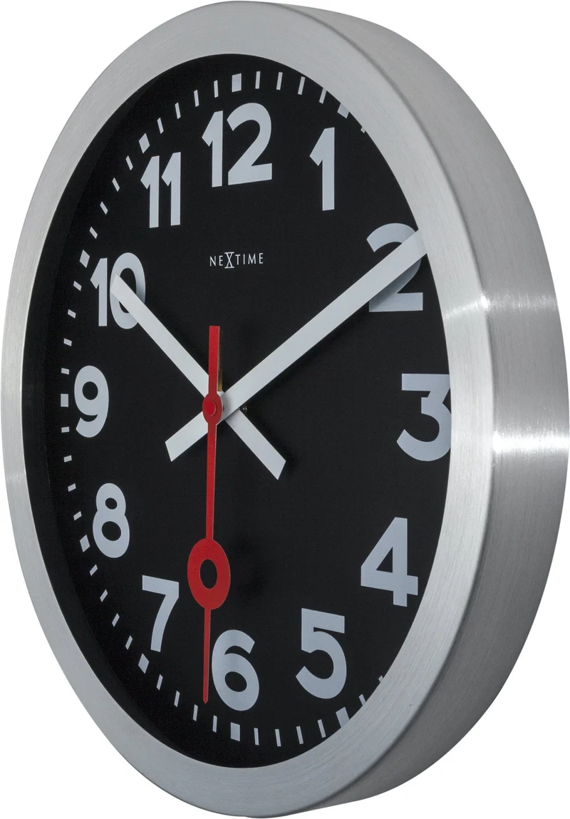 Wall clock/Table clock - 19 / 35cm - Black - Aluminum - 'Station Numbers'