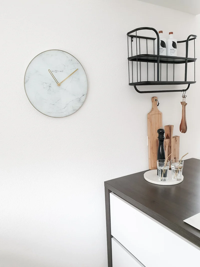 Wall clock - 40 cm - Glass / Metal - 'Marble'