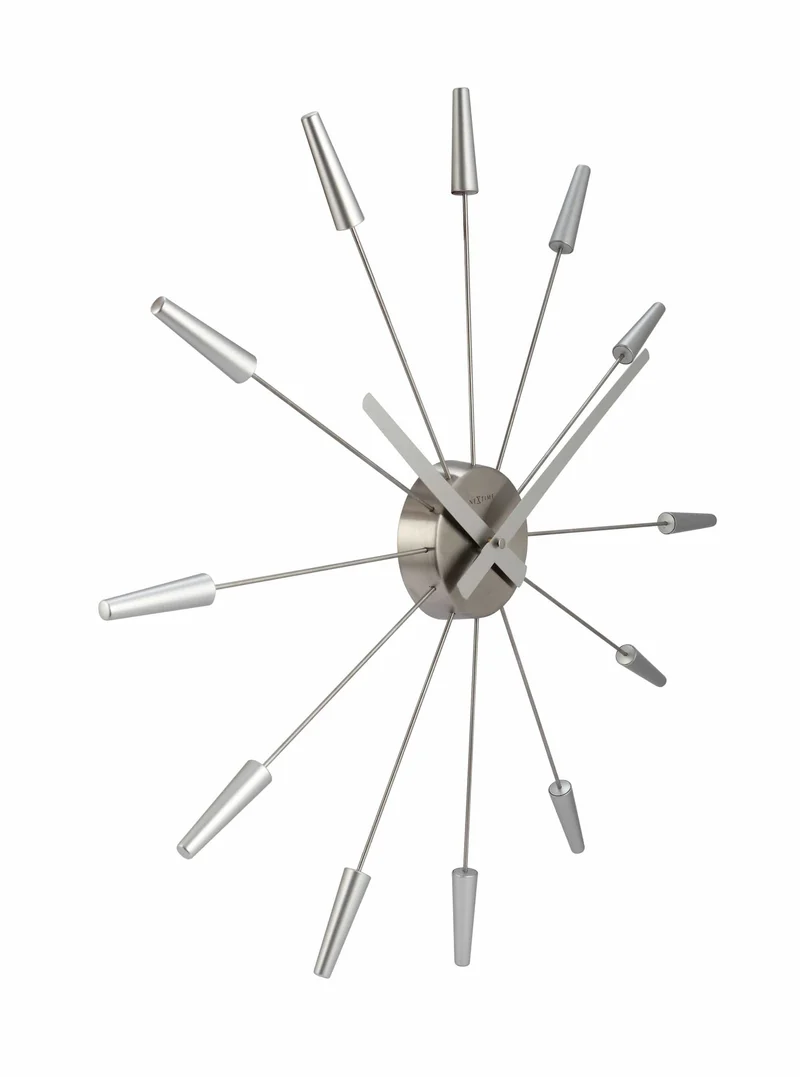 Silent Wall clock - Vintage - 58cm - Stainless Steel - 'Plug Inn'