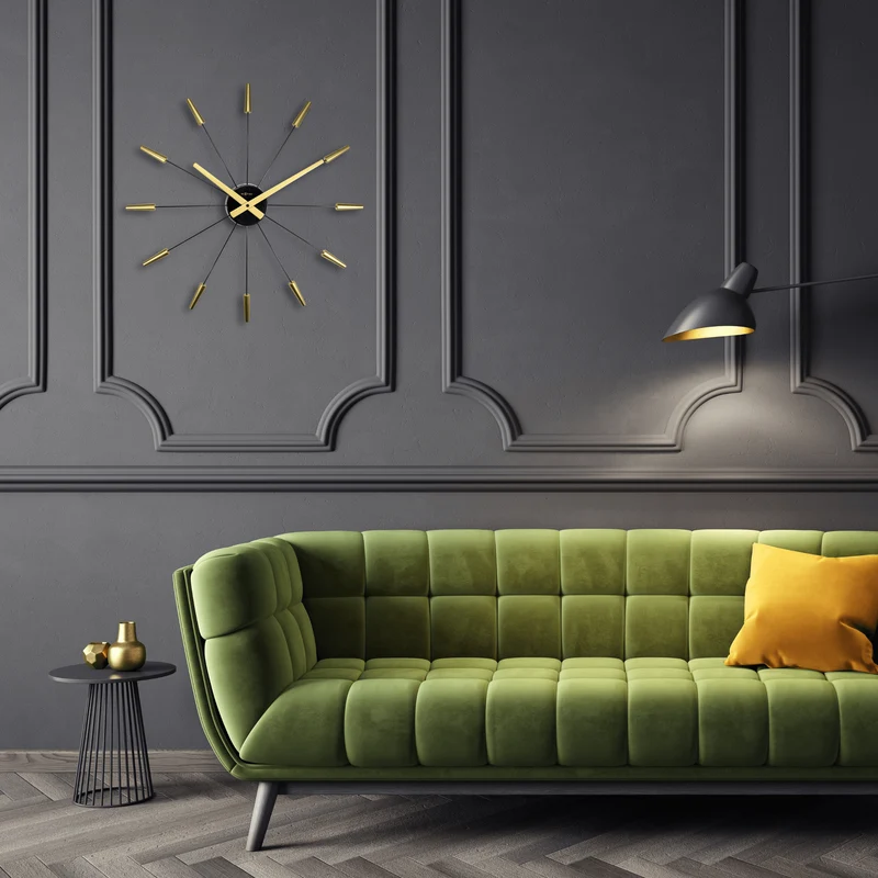 Silent Wall clock - Vintage - 58cm - Stainless Steel - 'Plug Inn'