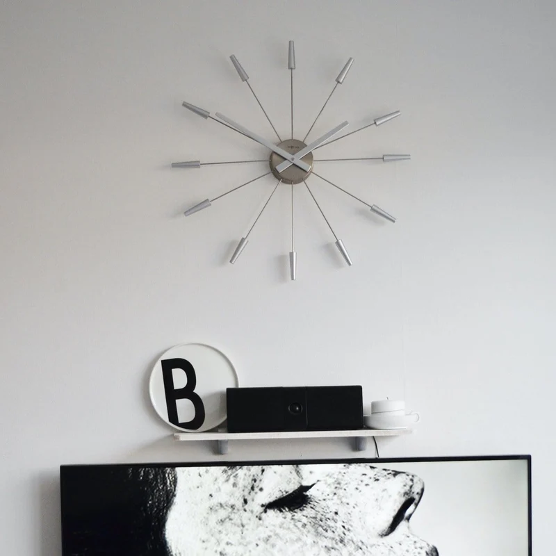 Silent Wall clock - Vintage - 58cm - Stainless Steel - 'Plug Inn'