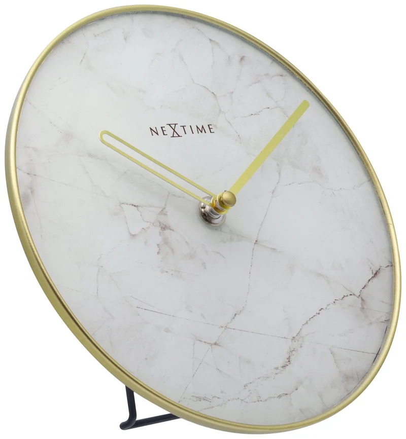 Table / Wall clock - 20 cm - Glass / Metal - 'Marble'