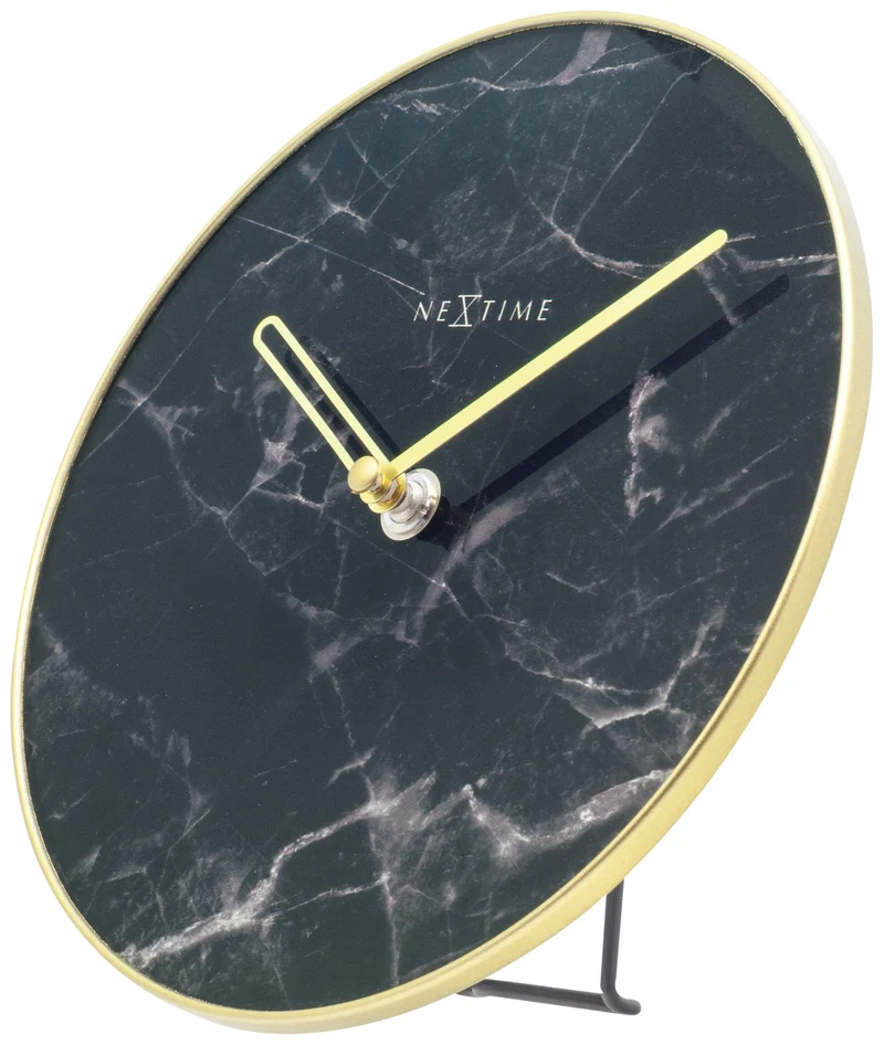Table / Wall clock - 20 cm - Glass / Metal - 'Marble'