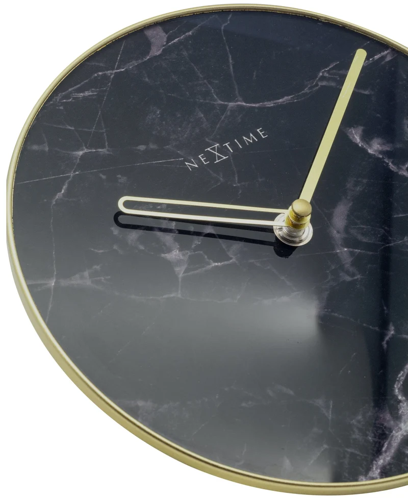 Table / Wall clock - 20 cm - Glass / Metal - 'Marble'