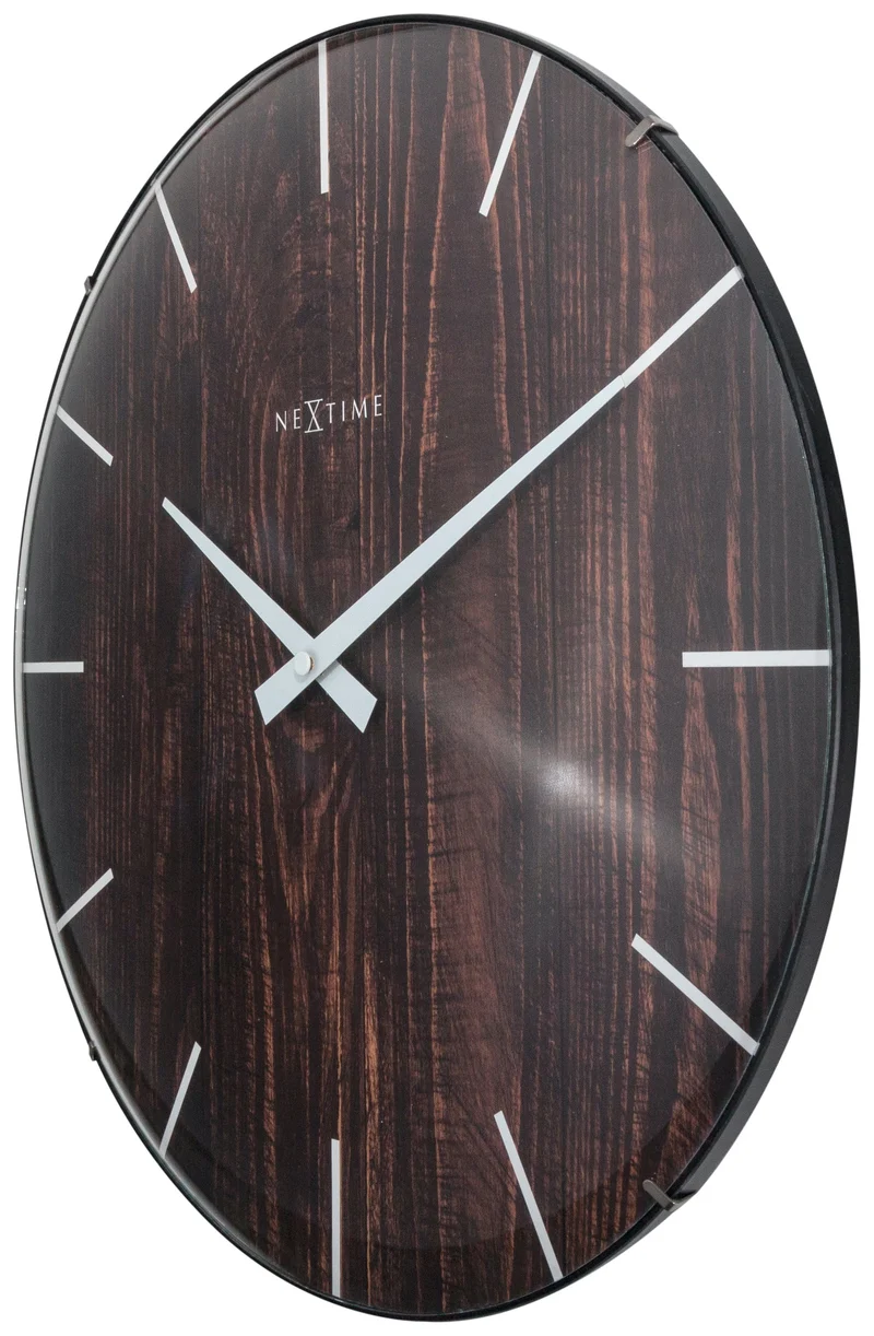 Wall clock - 35 cm - Dome Glass - 'Edge Wood Dome'