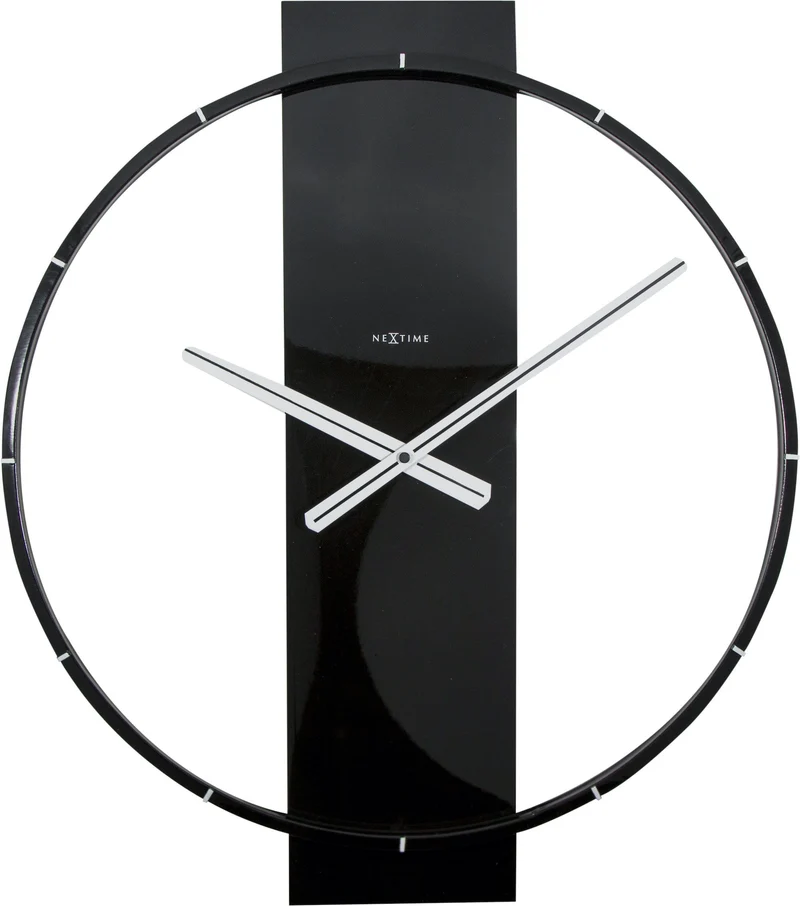 Wall clock - 50.8 x 58.2 x 4.3 cm - Black in piano glossy finish - Wood/Steel