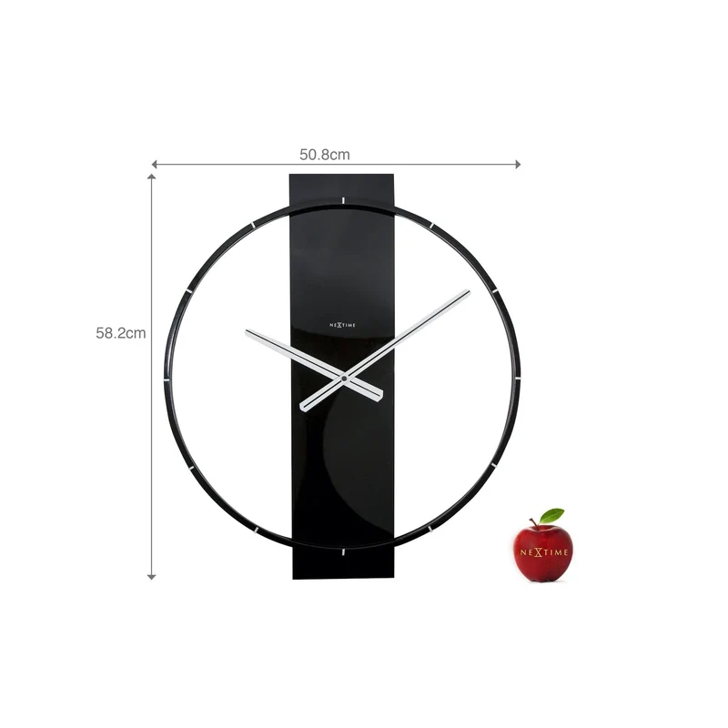 Wall clock - 50.8 x 58.2 x 4.3 cm - Black in piano glossy finish - Wood/Steel