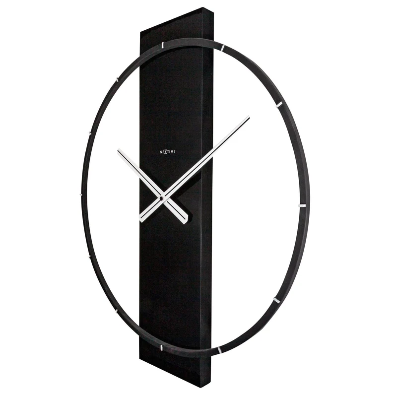 Wall clock - 50.8 x 58.2 x 4.3 cm - Black in piano glossy finish - Wood/Steel