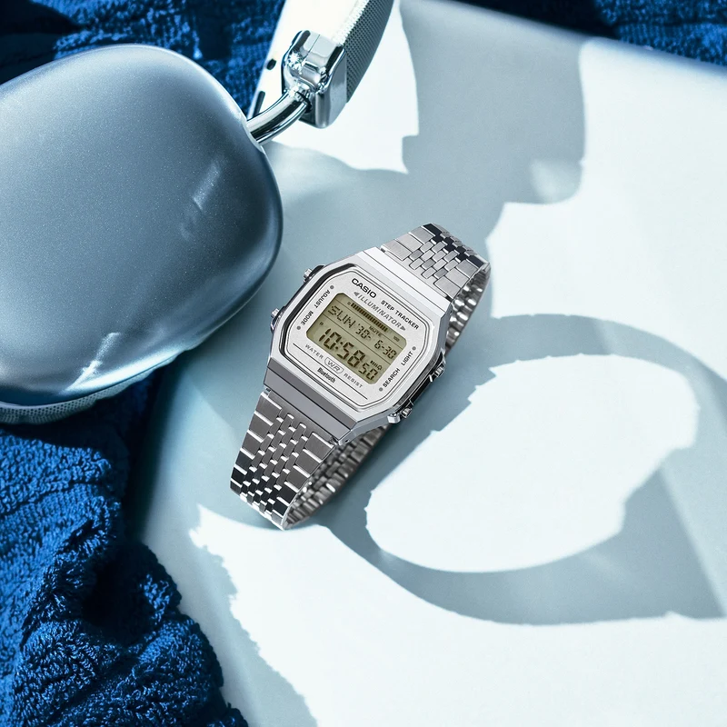Casio Vintage ABL-100WE-7AEF Armbanduhr • Schrittzähler & Bluetooth • Minimalistisches Metallband