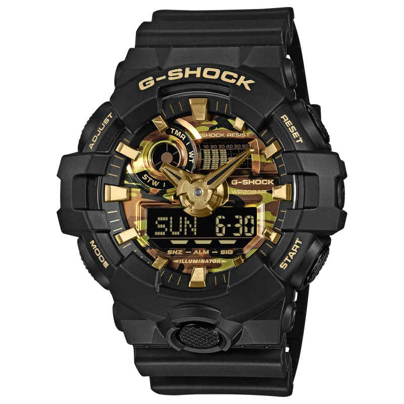 Casio G-Shock GA-700CF-1AER Herren Armbanduhr • Camouflage & Gold Design • 20 BAR Wasserdicht