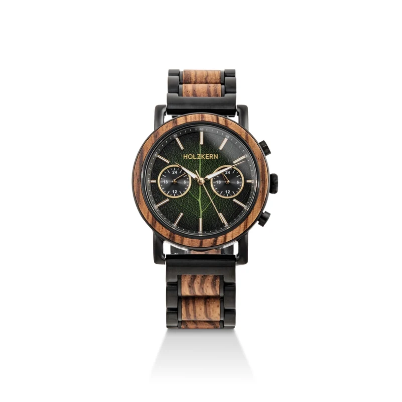 Holzkern Askja Herrenuhr • Naturholz & Marmor • Dual Time Quarzwerk