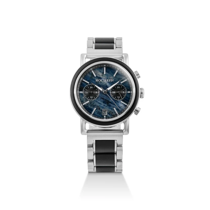 Holzkern Askja Herrenuhr • Naturholz & Marmor • Dual Time Quarzwerk