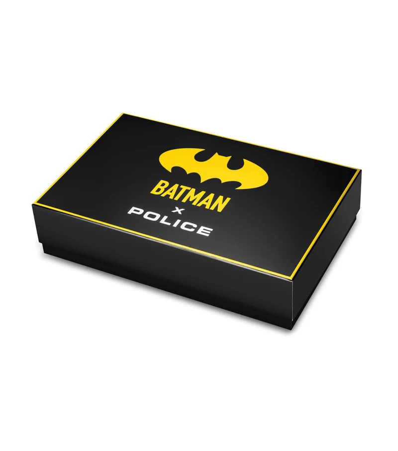 Police Batwing PEWGA0090006-SET Herrenuhr Schwarz/Gold • Goldplattiertes Edelstahlgehäuse • Rotierendes Batman-Symbol