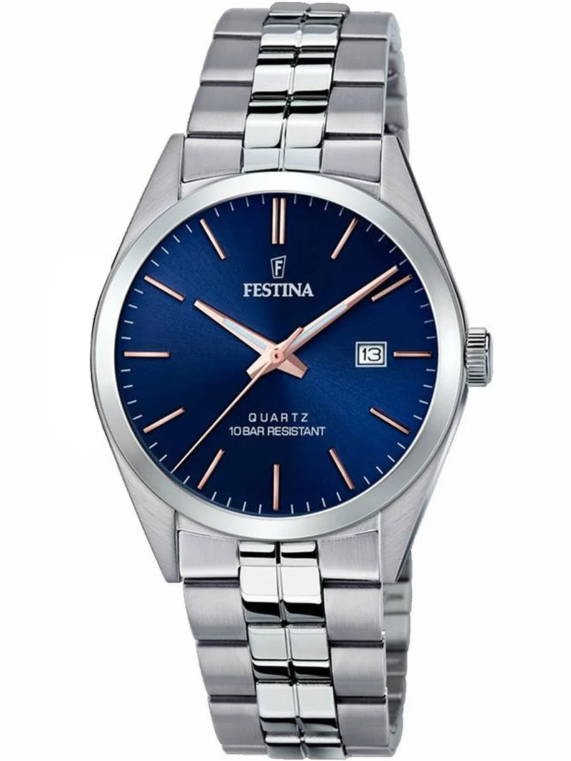 Festina Classics F20437/B Herrenuhr Blau • Mineralglas • 10 ATM Wasserdicht