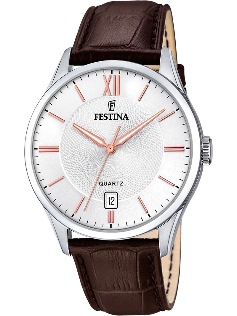 Festina Classics F20426/4 Herrenuhr • Weißes Lederarmband • Klassisches Design