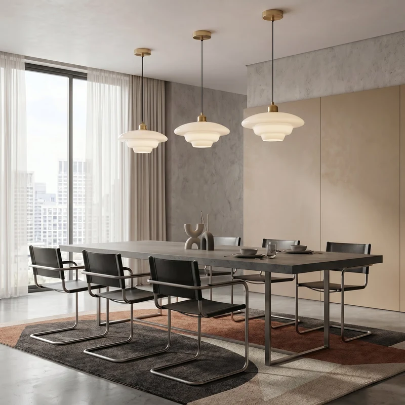 Melkwitte Glazen Hanglamp E27 Fitting met IJzeren Plafondbevestiging voor Keuken Eetkamer Hal Woonruimte | Sansoti
