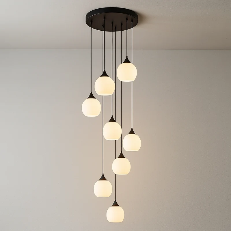 Klassieke Traphal Kroonluchter Metaal Glas LED Verstelbaar Luxe Verlichting Warm Licht 35cm Hanglamp | Sansoti