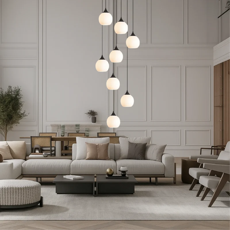 Klassieke Traphal Kroonluchter Metaal Glas LED Verstelbaar Luxe Verlichting Warm Licht 35cm Hanglamp | Sansoti