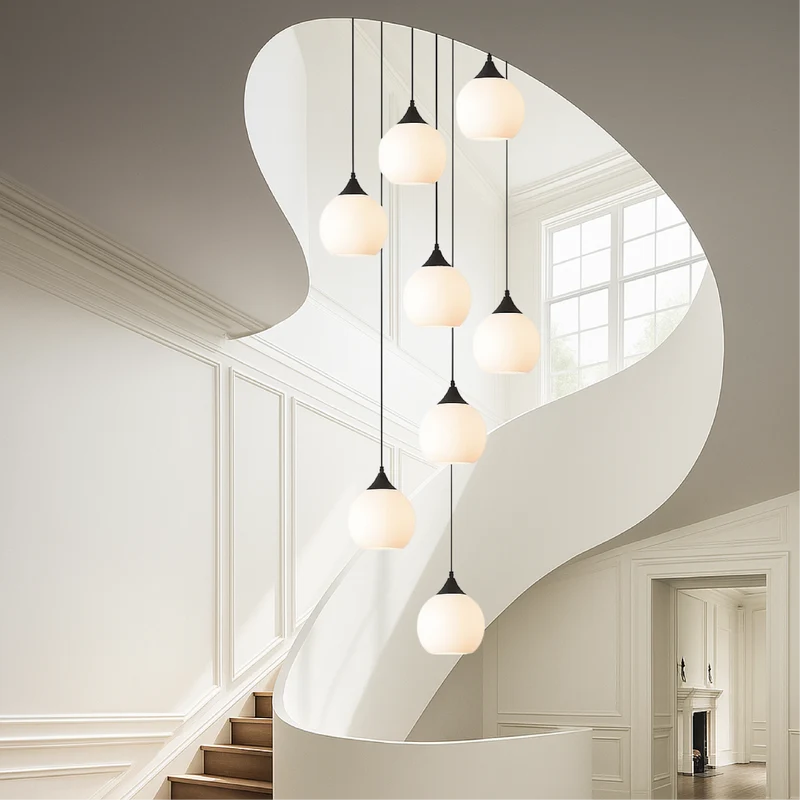 Klassieke Traphal Kroonluchter Metaal Glas LED Verstelbaar Luxe Verlichting Warm Licht 35cm Hanglamp | Sansoti