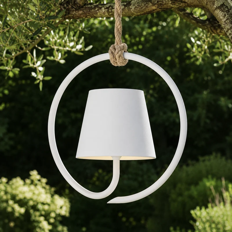 Draadloze Oplaadbare Hanglamp Buiten Waterdicht Dimbaar USB-C Jute Touw Terras Tuin Sfeerverlichting | Sansoti