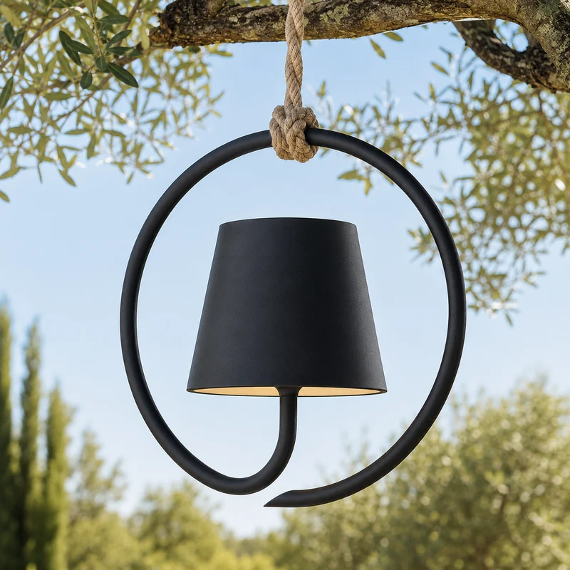 Draadloze Oplaadbare Hanglamp Buiten Waterdicht Dimbaar USB-C Jute Touw Terras Tuin Sfeerverlichting | Sansoti