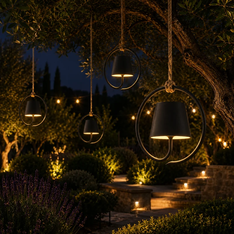 Draadloze Oplaadbare Hanglamp Buiten Waterdicht Dimbaar USB-C Jute Touw Terras Tuin Sfeerverlichting | Sansoti