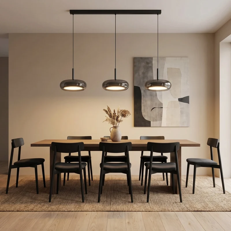 Drievoudige Hanglamp Keukeneiland Glas & IJzer LED Verstelbaar Modern Design Verlichtingsoppervlak 15m² | Sansoti