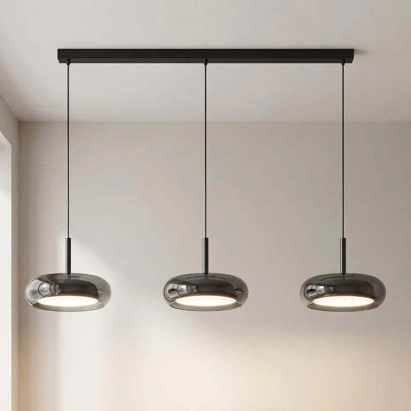 Drievoudige Hanglamp Keukeneiland Glas & IJzer LED Verstelbaar Modern Design Verlichtingsoppervlak 15m² | Sansoti