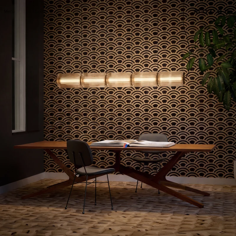 Hanglamp Cilinderglas Moderne Eettafel Bar Keuken Verlichting LED 3 4 5 Lampen Verstelbaar Zwart IJzer Design | Sansoti