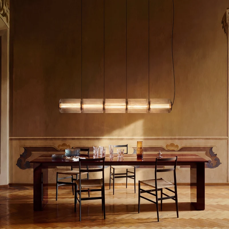 Hanglamp Cilinderglas Moderne Eettafel Bar Keuken Verlichting LED 3 4 5 Lampen Verstelbaar Zwart IJzer Design | Sansoti