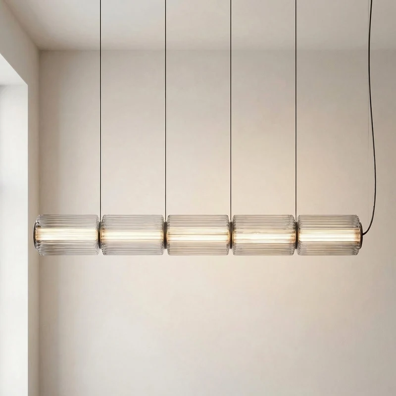 Hanglamp Cilinderglas Moderne Eettafel Bar Keuken Verlichting LED 3 4 5 Lampen Verstelbaar Zwart IJzer Design | Sansoti
