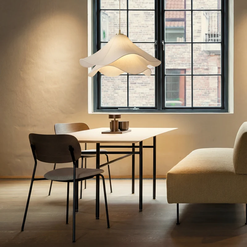 Bloembladhanglamp Metaal Stof Goud Wit E27 Verstelbaar Modern Design Eetkamer Woonkamer Bar Verlichting | Sansoti