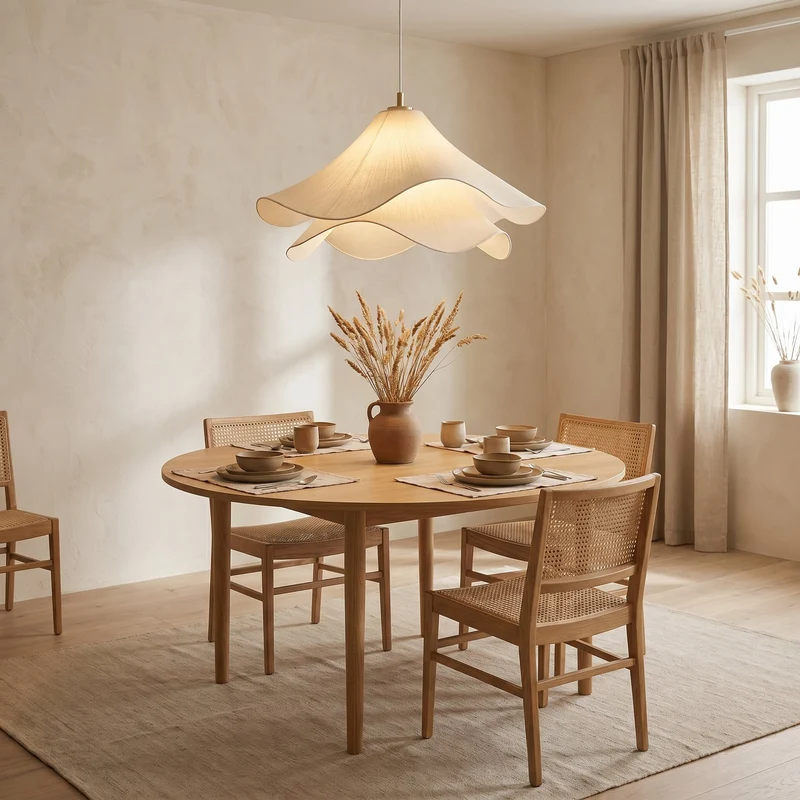 Bloembladhanglamp Metaal Stof Goud Wit E27 Verstelbaar Modern Design Eetkamer Woonkamer Bar Verlichting | Sansoti