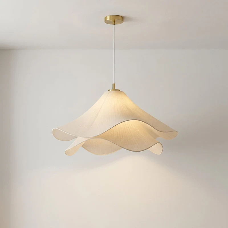 Bloembladhanglamp Metaal Stof Goud Wit E27 Verstelbaar Modern Design Eetkamer Woonkamer Bar Verlichting | Sansoti