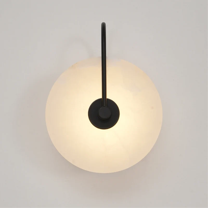 Wandlamp Cirkel Natuursteen LED Warm Wit Metalen Frame Unieke Nerven Sfeervol Verlichtingsarmatuur Woonkamer | Sansoti