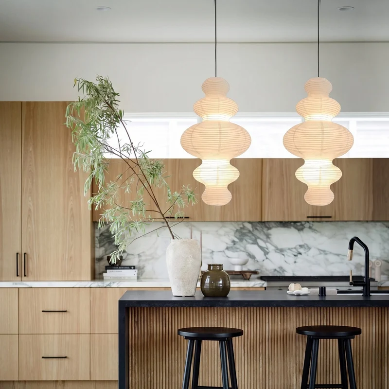 Hanglamp Rijstpapier Meerlaags 45cm Warm Wit Licht Eetkamer Woonkamer Scandinavisch Design Verstelbaar | Sansoti