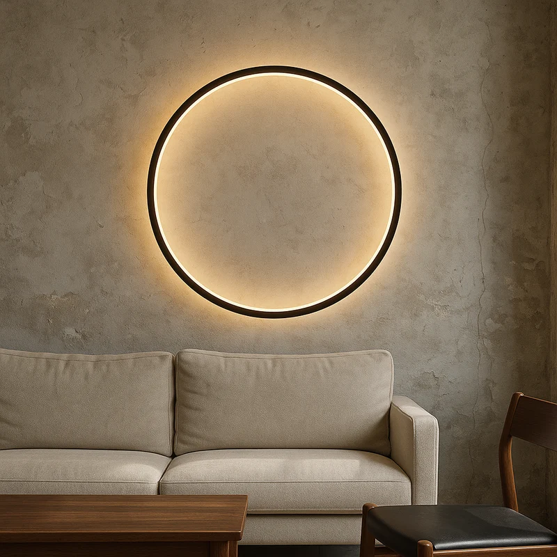 Moderne Ringwandlamp LED USB Acryl Minimalistisch Design Metaal Sfeerverlichting voor Woonkamer Bar Interieur | Sansoti
